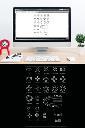 CAD洽谈桌模型平面图库