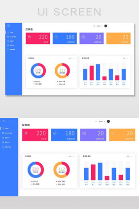 蓝色扁平数据管理后台UI界面设计