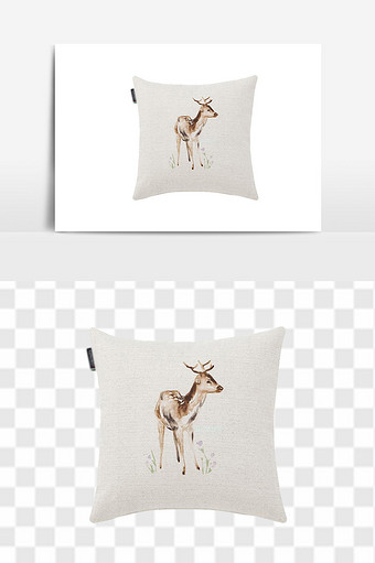 小鹿图案沙发抱枕图片