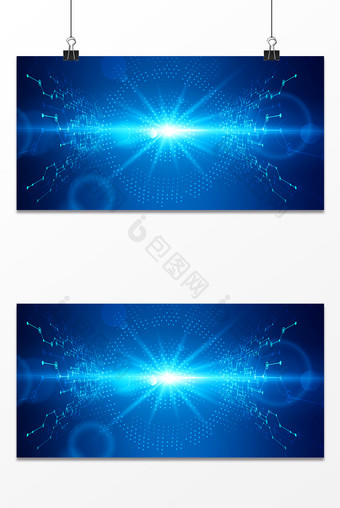 大气时尚蓝色科技光线商务展板背景图图片