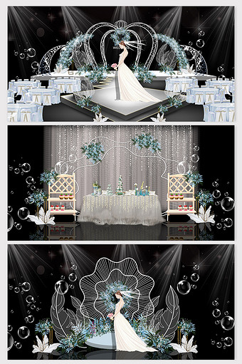 简约白色铁艺鲜花主题婚礼效果图图片