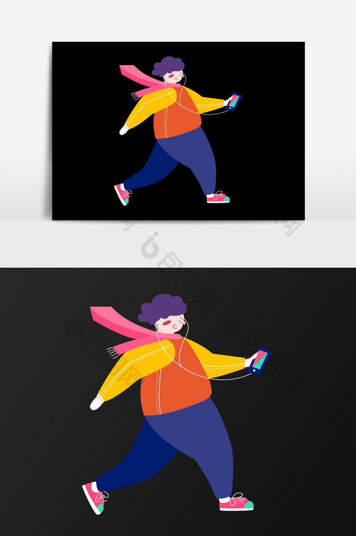行走路人物插画图片-包图网