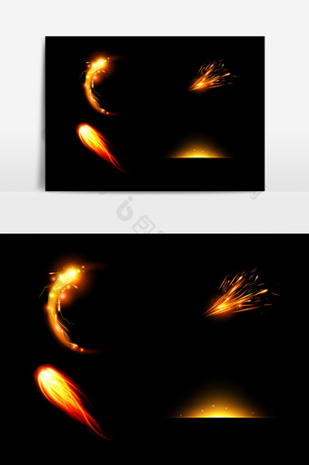 红色流星梦幻光芒AI矢量素材图片