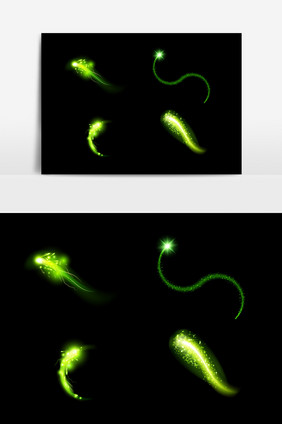 绿色梦幻拖尾光效AI矢量素材