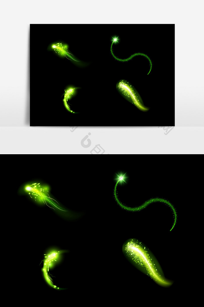 绿色梦幻拖尾光效AI矢量素材