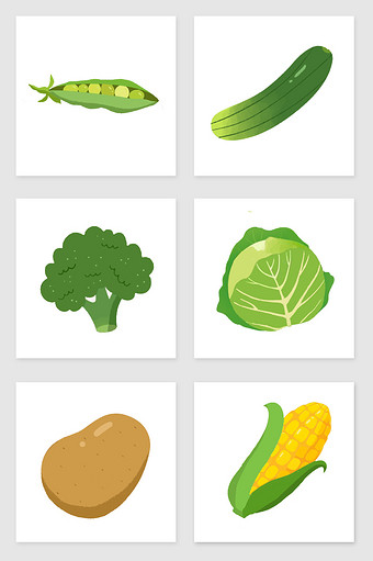 手绘清新蔬菜套图插画元素图片