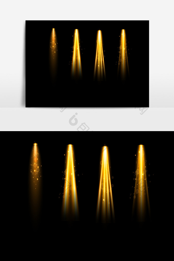 金色舞台射灯灯光艺术效果AI矢量素材