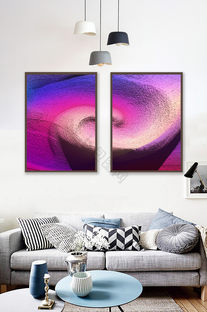 双联彩色漩涡空间艺术装饰画图片