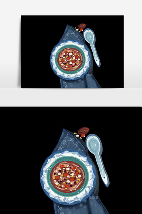 手绘腊八粥食物元素设计