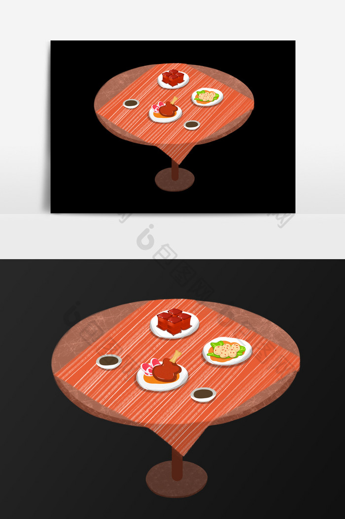 包图 插画 卡通漫画 【psd】 手绘一桌子好菜插画 所属分类: 插画