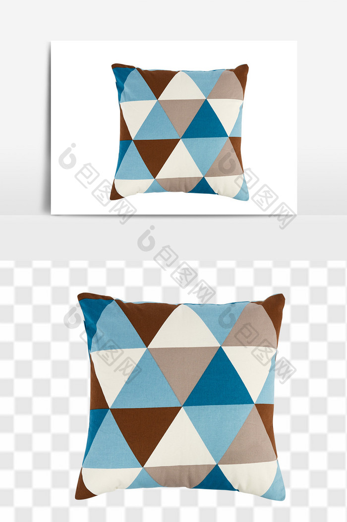 三角不同色图案创意抱枕