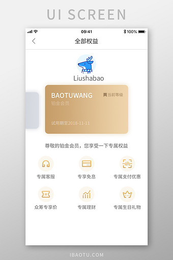 金色银色渐变会员权益展示页面设计图片