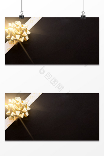 黑金礼物金丝带圣诞节背景图片