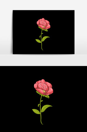 手绘玫瑰花朵元素设计