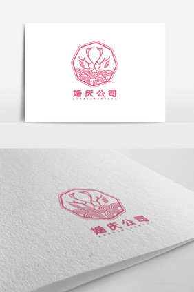 淡粉色温馨婚庆公司logo标志设计