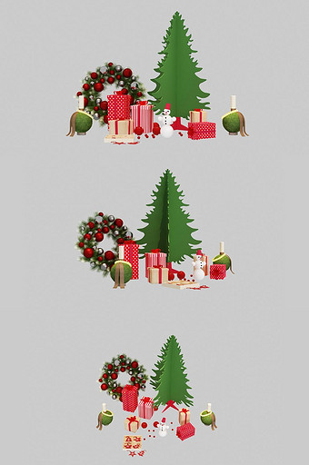 圣诞树元素小场景3d模型图片