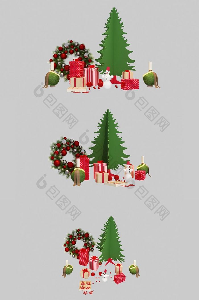 圣诞树元素小场景3d模型