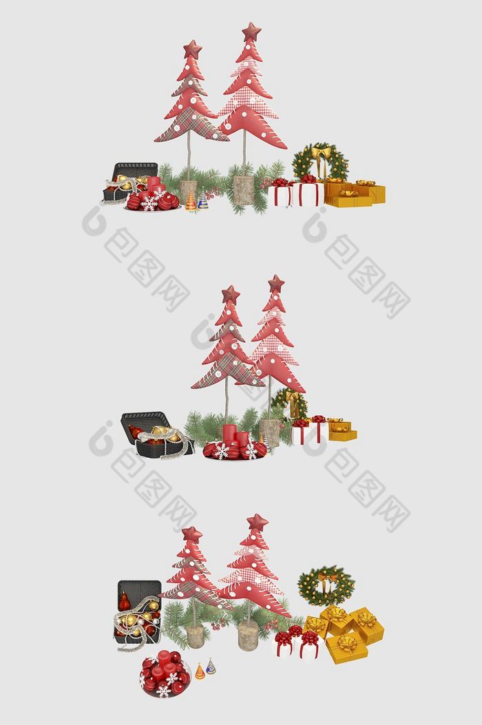 布艺圣诞树美陈小场景3d模型图片图片