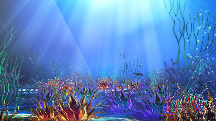 五彩斑斓的唯美海底世界背景视频