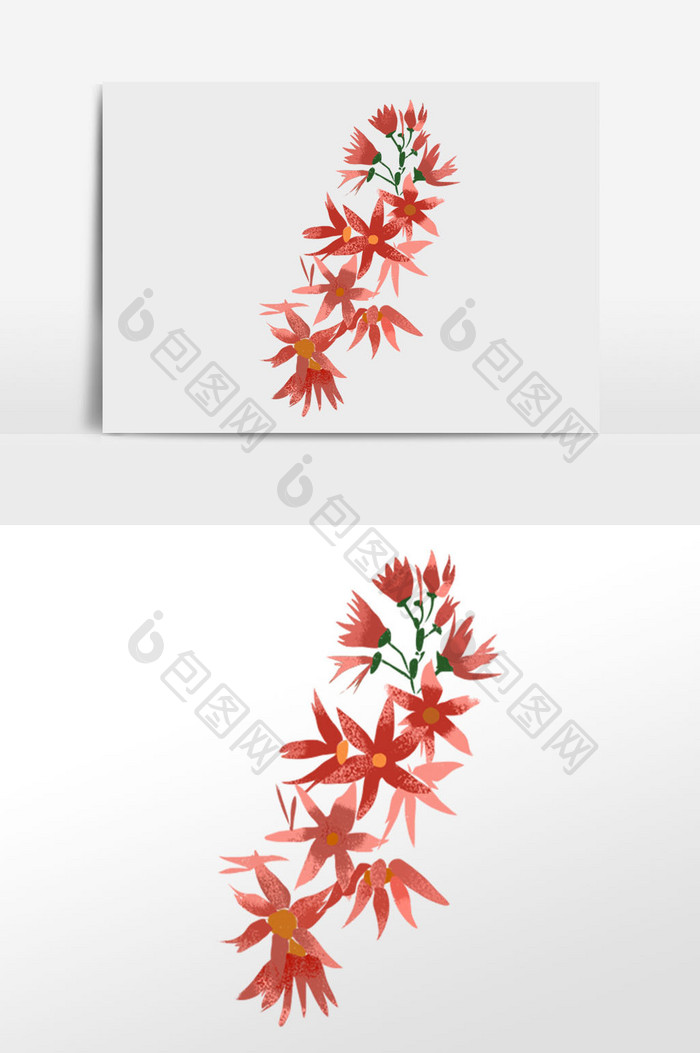 红色枫叶花卉插画元素