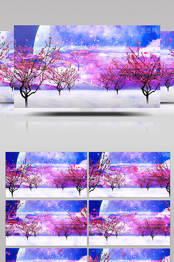 紫色色调唯美树木花瓣掉落爱情婚礼视频图片