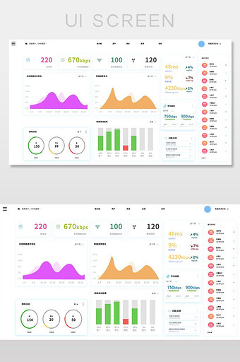白色扁平网络数据传输速度管理UI界面设计图片