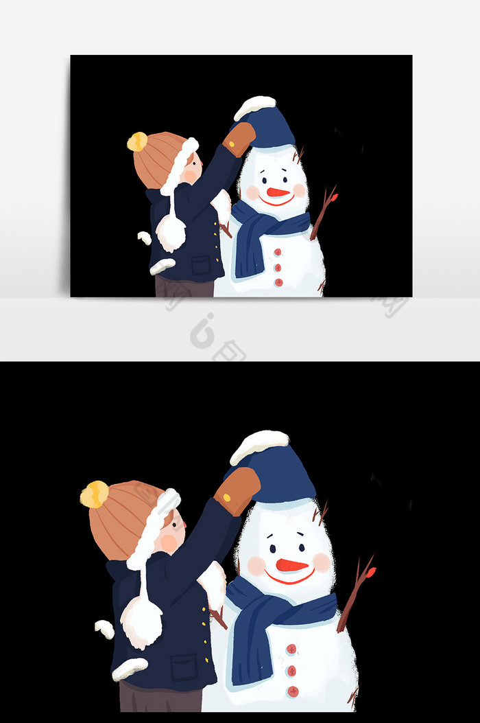 冬季男孩堆雪人图片图片