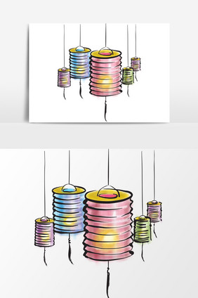 中国风彩色灯笼设计元素