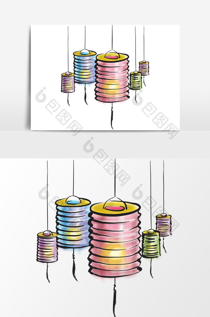 中国风彩色灯笼设计元素