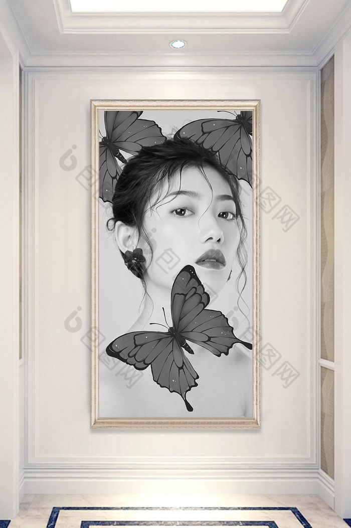 北欧简约现代抽象唯美性感美女晶瓷画装饰画