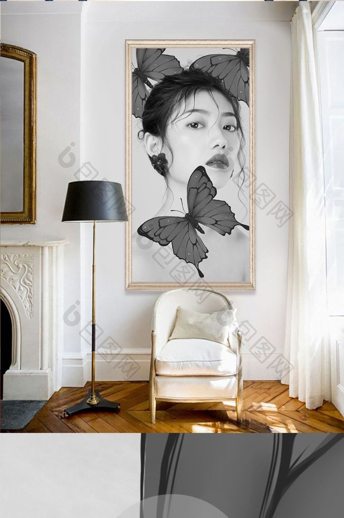 【北欧简约现代抽象唯美性感美女晶瓷画装饰画】图片下载-包图网