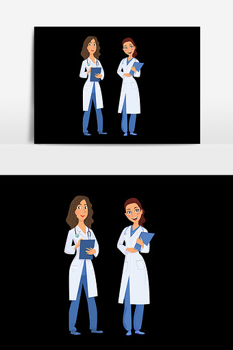 白色服装女医生元素设计图片