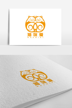 橙色可爱温暖宠物店logo标志