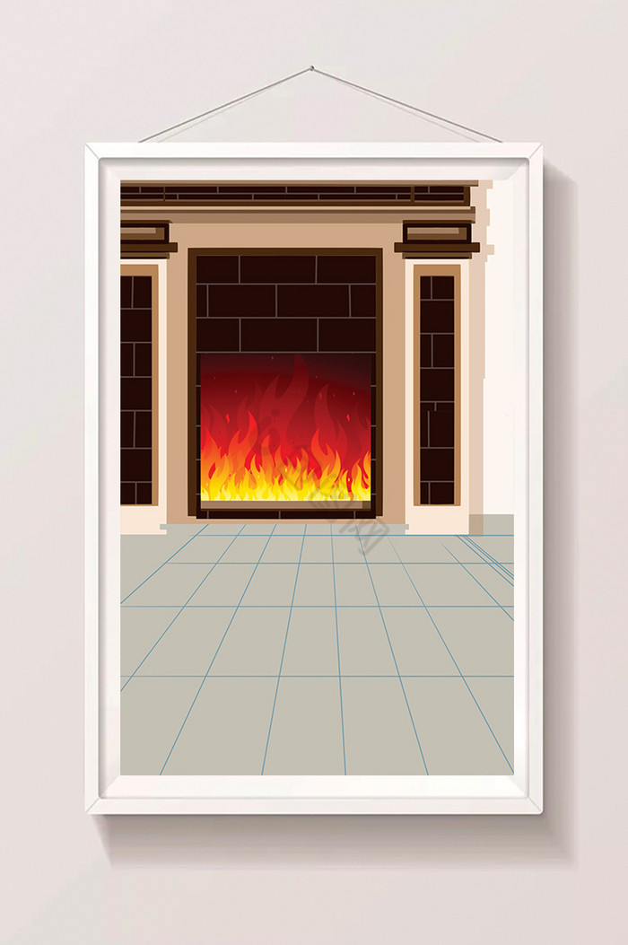 屋内火炉插画图片