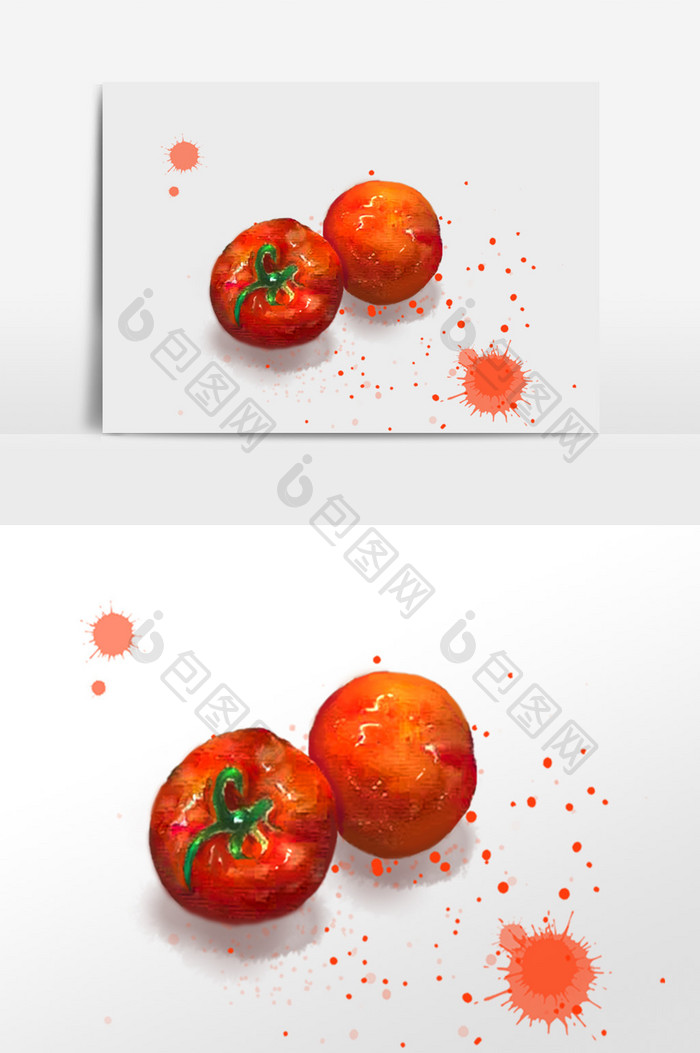 水彩手绘蔬菜之番茄插画元素