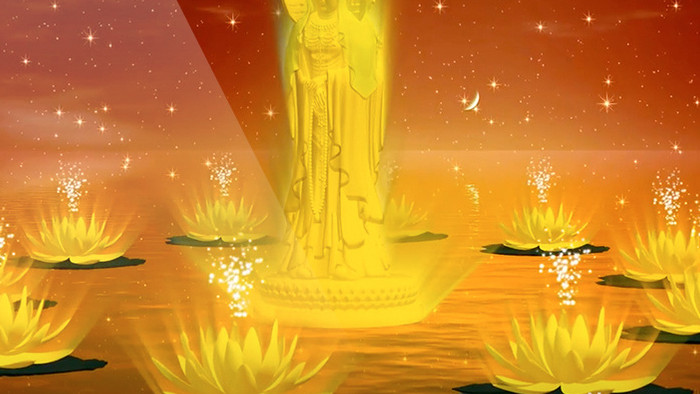 黄金色宗教佛祖荷花雕塑背景视频素材