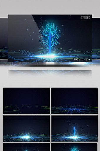 科技企业宣传片三维光线生长树AE模板图片