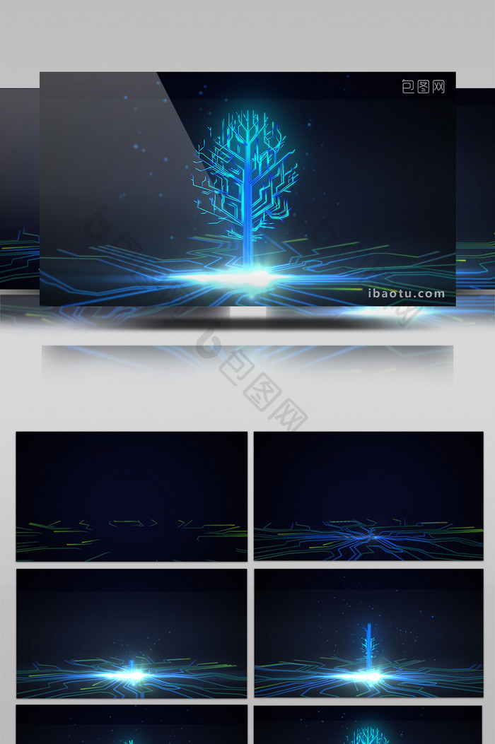 科技企业宣传片三维光线生长树AE模板