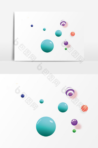 动感可爱圆形3D小球PSD元素图片