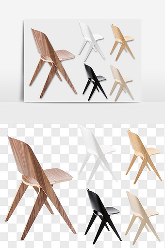 现代风实木单人椅子元素图片