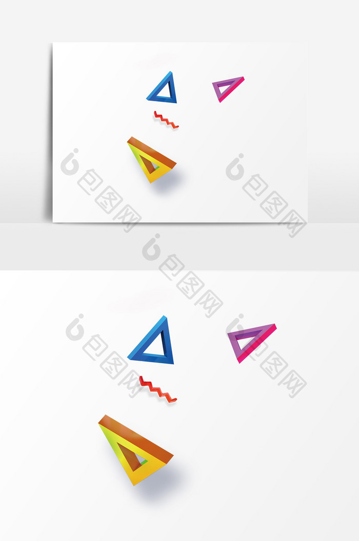 多彩3D三角装饰PSD元素
