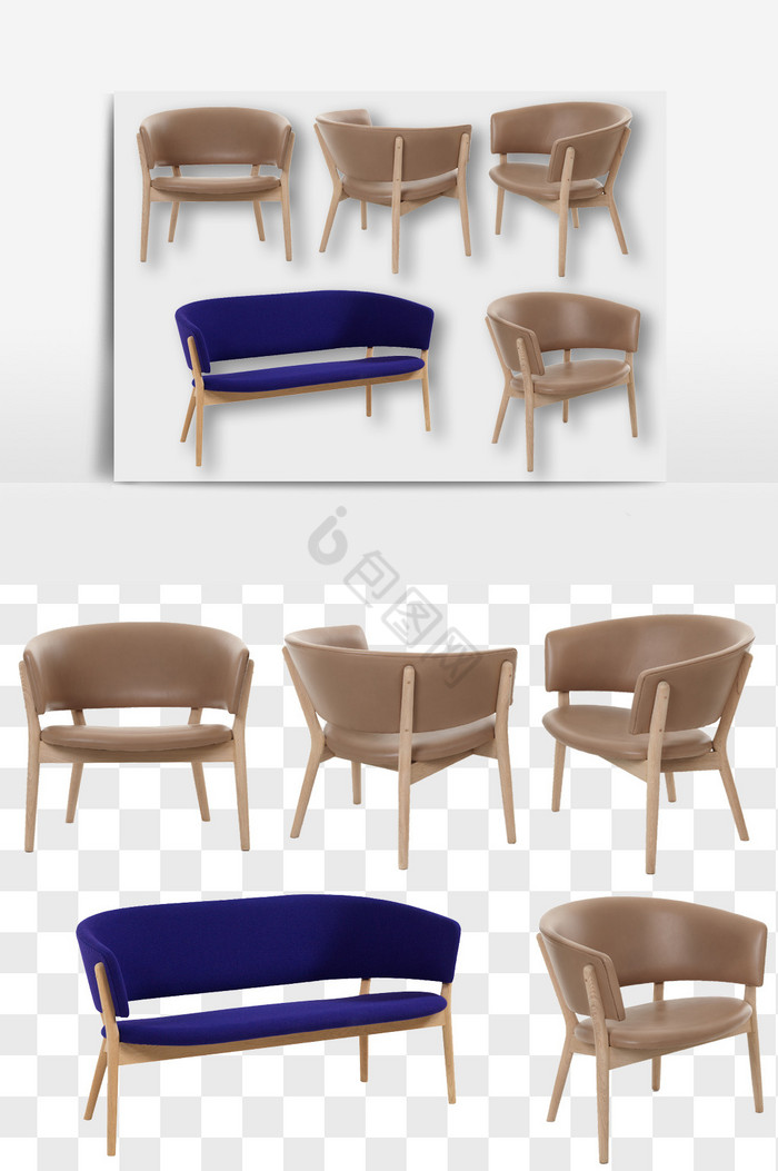 现代皮质单人椅子组合图片
