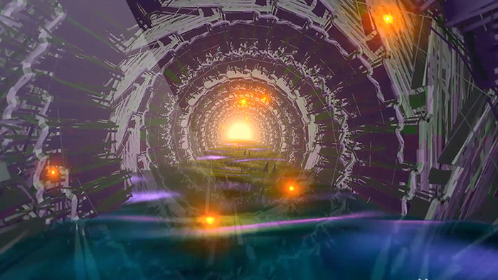 震撼大气穿梭粒子三维隧道展示企业合成素材
