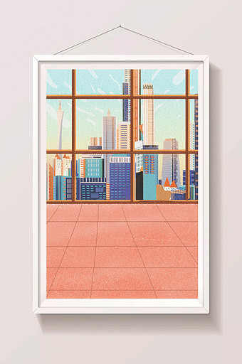 窗子外建筑城市背景图片