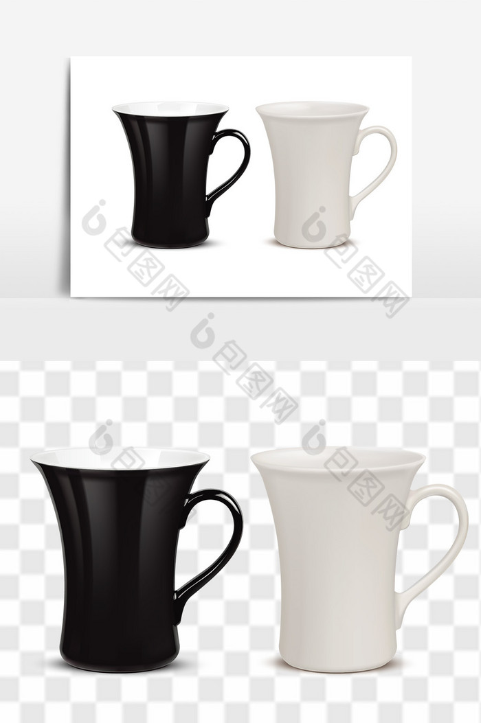 黑白水杯情侣咖啡杯图片图片