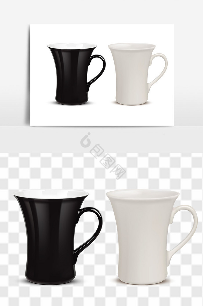 黑白水杯情侣咖啡杯图片