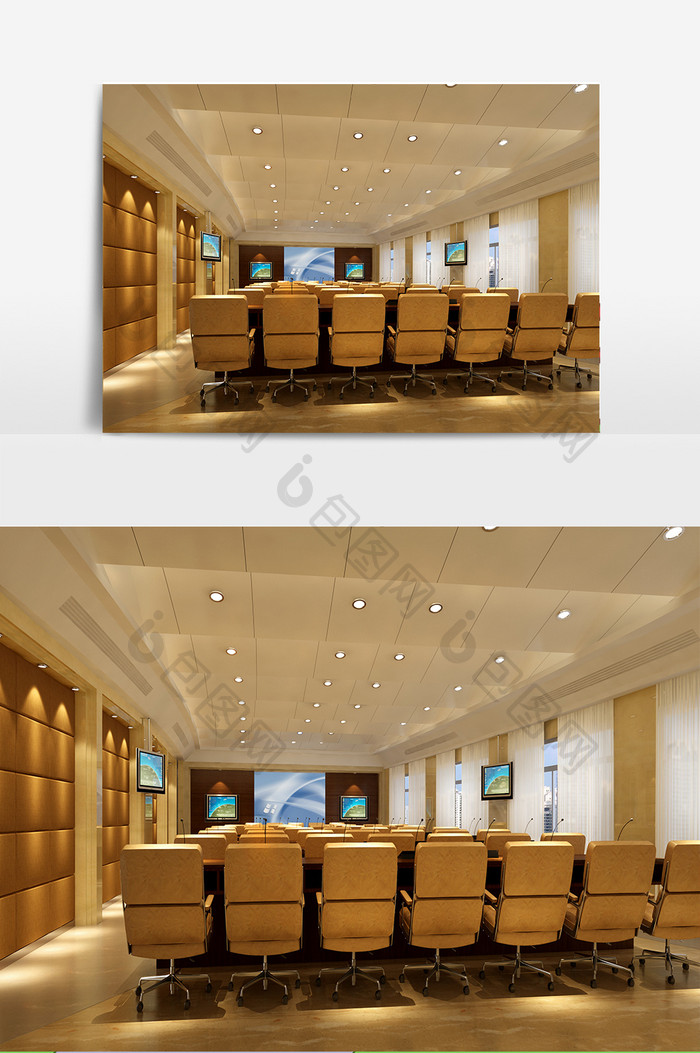 现代风格大型办公会议室设计效果图