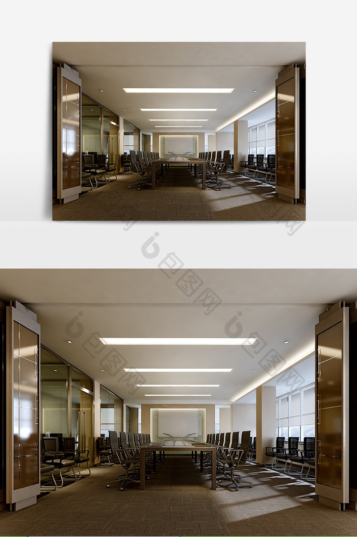 现代风格办公工装会议室设计效果图
