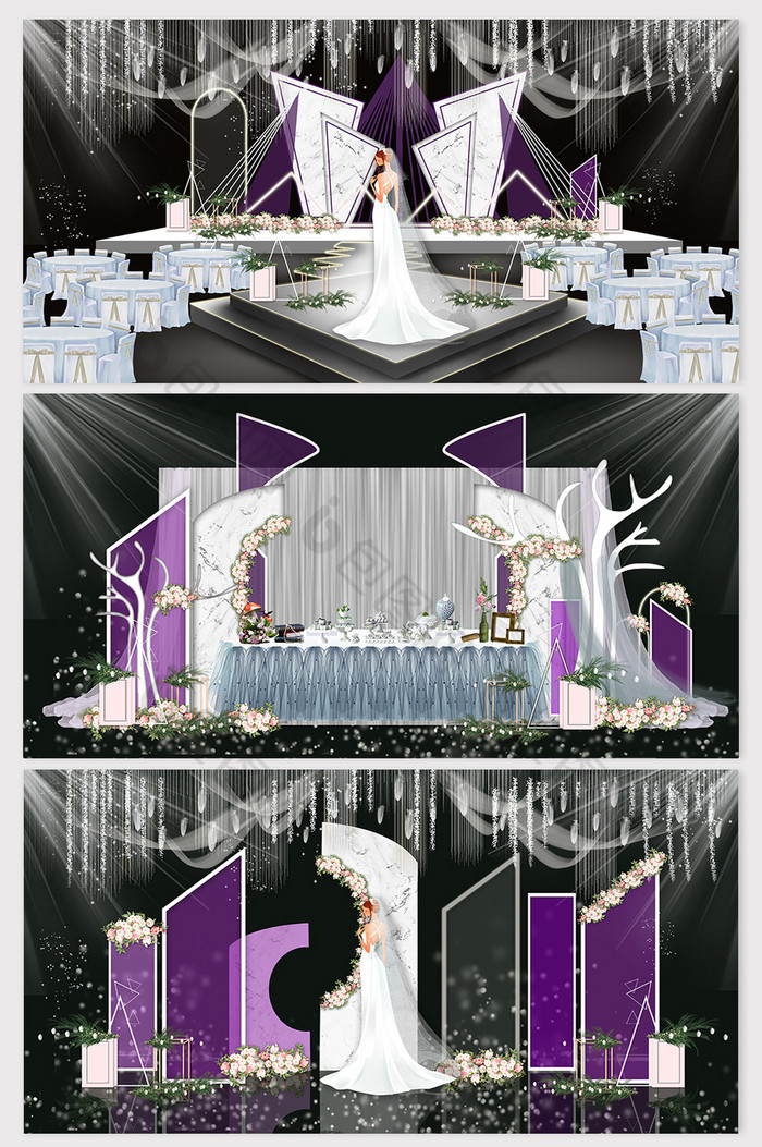高贵典雅梦幻粉紫色主题婚礼效果图图片图片
