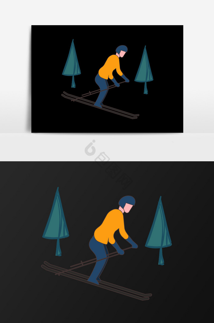 从高处滑雪的人插画图片